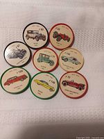 All eight Jell-O Wheels coins front view