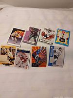 All nine hockey cards laid out