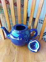 Teapot with lid removed showing exterior and lid