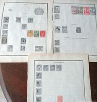 Overview of three album pages showing Siam, Somali Coast/Somaliland Protectorate and Porto Rico stamps