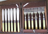 Open case showing full set of knives and forks