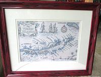 Front view of framed giclée print showing map artwork and frame