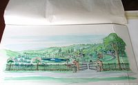 Full view of unframed watercolor concept illustration on paper