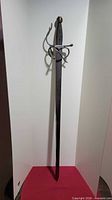 Full view of steel rapier-style sword