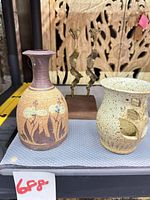 All three items together: Owens votive, floral vase, brass candlesticks on wood base