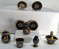 full group of cobalt blue miniatures displayed
