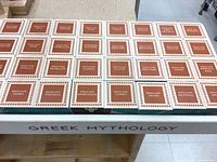 Full set of 36 labelled mythology blocks in tray