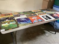 Overall view of first portion of record collection on table