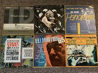 All six LP covers laid out for identification