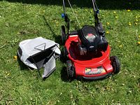 Full mower with detached bag on grass