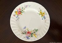 Front view showing floral Arcadia pattern on plate