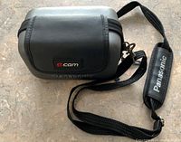 Front view showing e.cam logo, Panasonic debossed branding, and strap