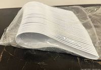 sealed bag showing side profile of stacked white soup spoons