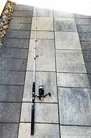 Full view of assembled Shakespeare Tiger spinning rod with reel attached