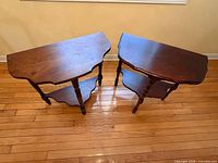 Top view of both side tables showing shape and finish