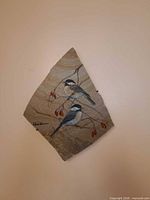 Painted slate with two chickadees on branch