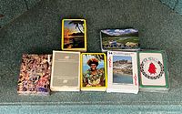 All seven playing card decks laid out