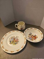 Plate, bowl and mug grouped