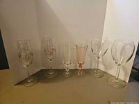 All six glasses grouped for size and style reference