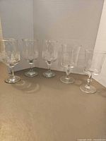 Group shot of all five goblets showing styles and relative sizes