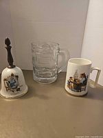Bell, coffee mug, glass stein grouped