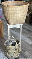 side table with both wicker baskets displayed