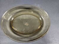 top view of oval yellow glass casserole dish