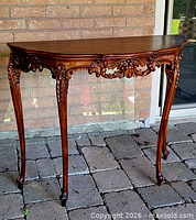 Full view of console table showing front, legs, and overall design