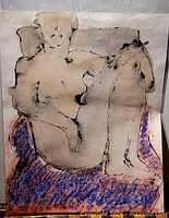 Full view of artwork showing seated nude composition
