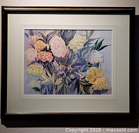 Full view of framed watercolor painting