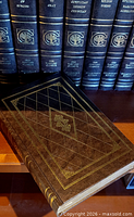Spine and cover detail showing gilt decoration and leatherette texture