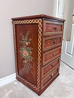 Side panel with large floral painting and border