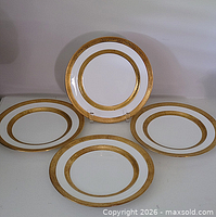 Front view of all four Minton plates