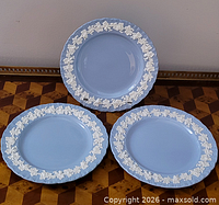 Three Wedgwood Queensware plates front view