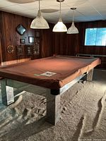 Full view of table with cover, mirrored legs visible