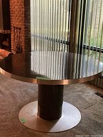 Full view of round pedestal dining table