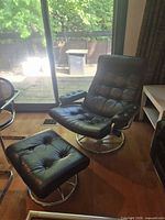 Front view of chair and ottoman