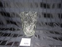 Front view of clear lead crystal vase with diamond cut pattern