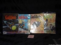 All four bagged Galileo magazines lined up