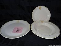 All three Hotel Devonshire pieces displayed: dinner plate, bread plate, soup bowl