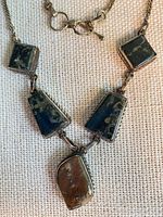 Front view of sterling silver jasper choker necklace with clasp visible