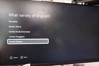 Console startup screen showing language selection