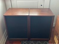 Front view of both speakers with grilles