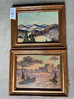 Both framed oil paintings side by side showing overall appearance and frames