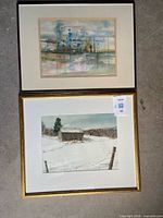 Overall view of both framed watercolours
