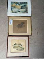 All three framed lithographs stacked vertically