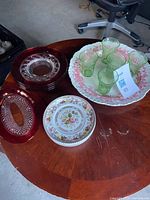 Group shot of all tableware on round table