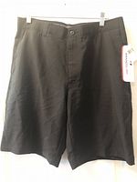 Front view of black shorts with tags attached