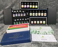 Group view of all boxed essential and fragrance oils
