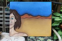 Full view of unframed C. Frost oil painting on canvas